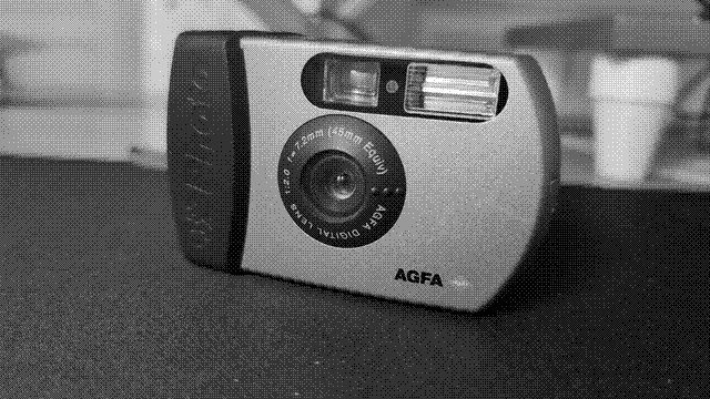 A photo of my Agfa CL18 sitting on my desk mat